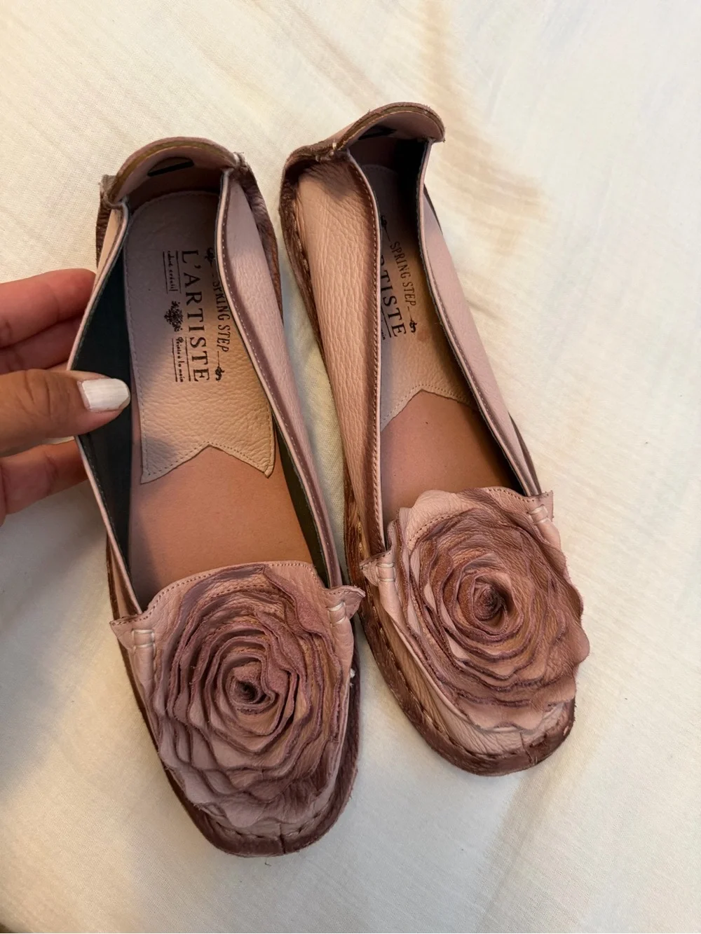 artis Pink Leather Floral Ballet Flats size 40